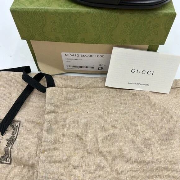 Women's Gucci horsebit leather mid heel slide sandals size 38.5 made in Italy - Picture 9 of 9